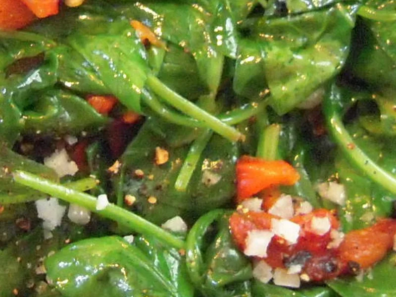 Roasted Red Pepper and Baby Spinach with Chevre