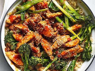 Sticky Sriracha Chicken Rice with Charred Broccoli