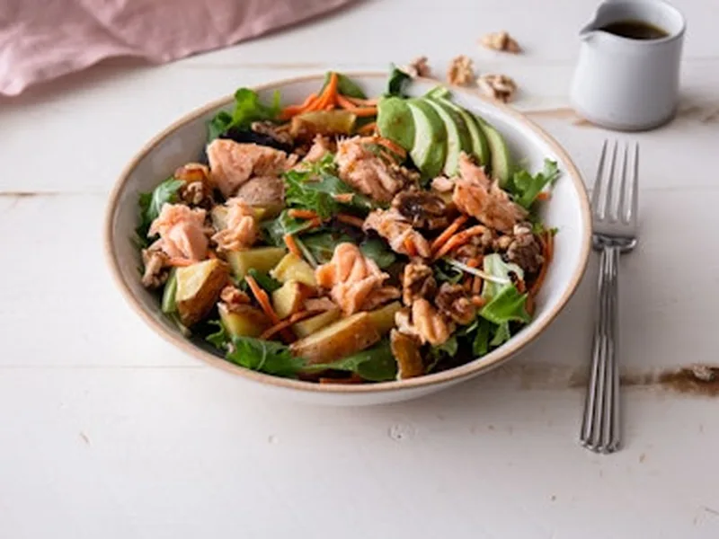 Roasted Potato and Crispy Tempeh Warm Salad with Balsamic