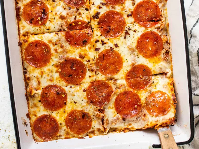 Meat Lovers Pizza Quinoa Bake with Pepperoni and Cheese