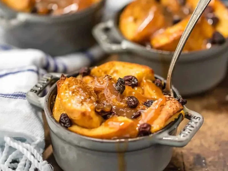 Irish Whiskey Caramel Bread Pudding with Homemade Sauce