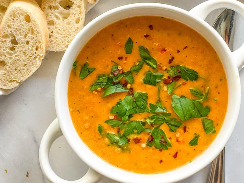 Creamy Red Pepper Soup with Coconut Milk