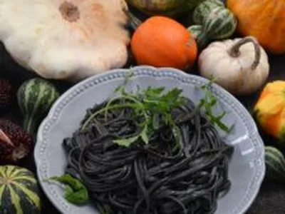 Black Spaghetti with Garlic Butter and Arugula