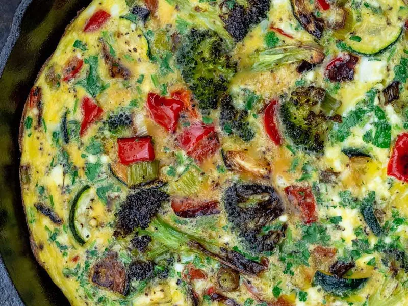 Roasted Mediterranean Vegetable Frittata with Feta and Herbs