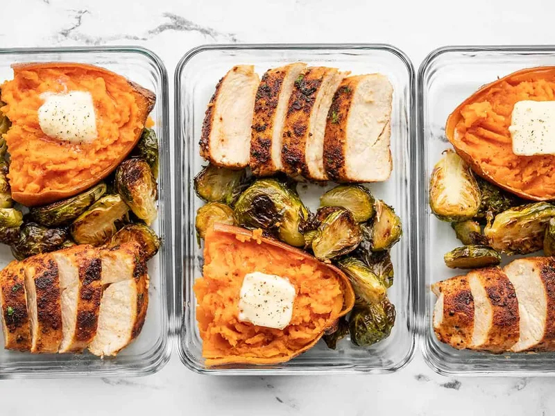 Roasted Chicken and Sweet Potato Meal Prep Bowls