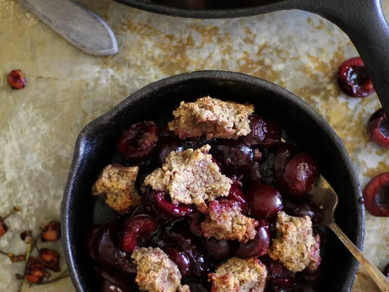 Grain-Free Cherry Crumble with Hazelnut Topping
