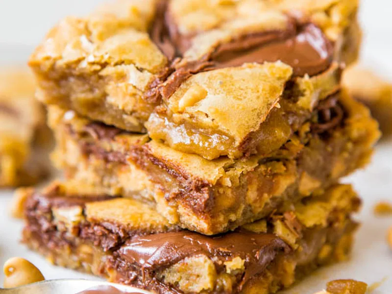 Nutella-Swirled Peanut Butter Chip Blondies