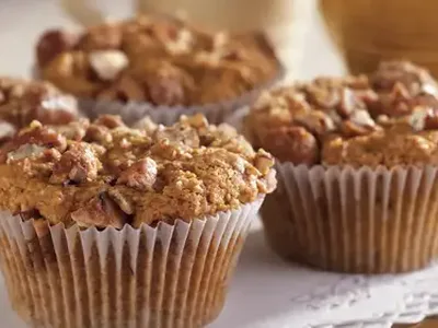 Candied Pecan Sweet Potato Muffins with Orange Ginger