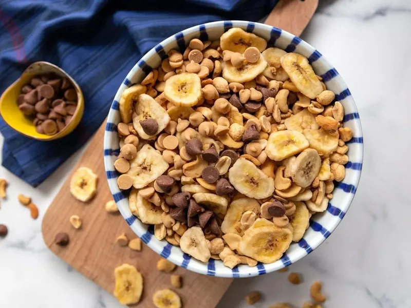 Peanut Butter Honey Chex Mix with Banana Chips