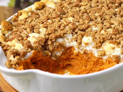 Boston Market Copycat Sweet Potato Casserole with Marshmallows