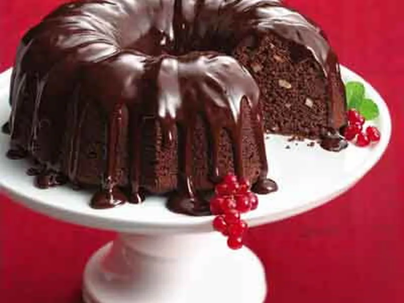 Double Chocolate Almond Bundt Cake with Ganache
