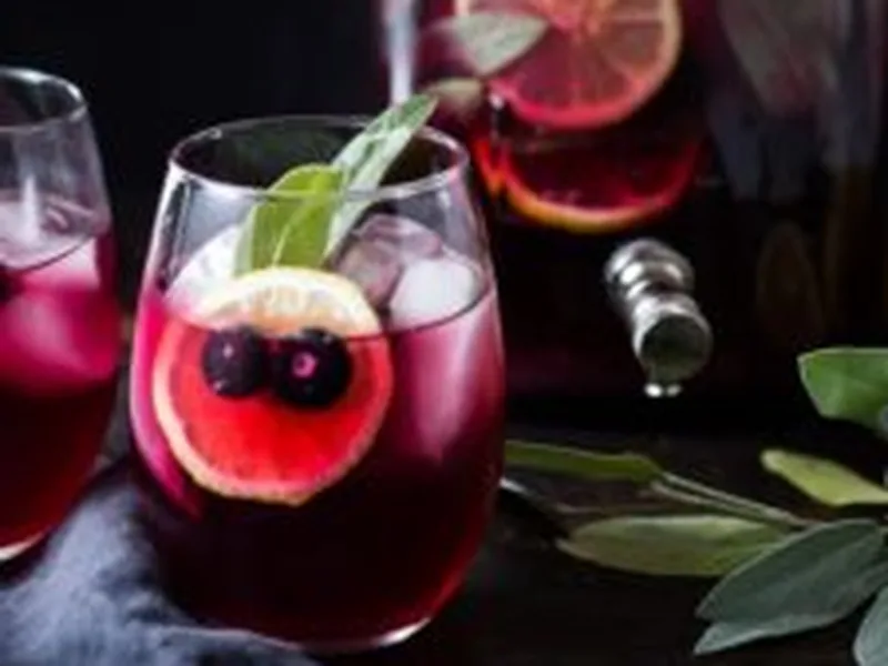 Blueberry Gin and Sage Punch with Prosecco