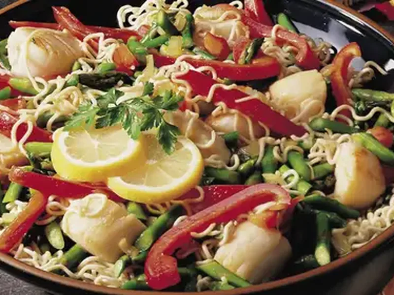 Oriental Scallop Stir-Fry with Ramen Noodles