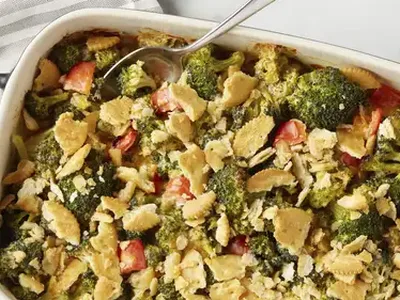 Cheesy Ranch Broccoli Bake with Ritz Cracker Topping