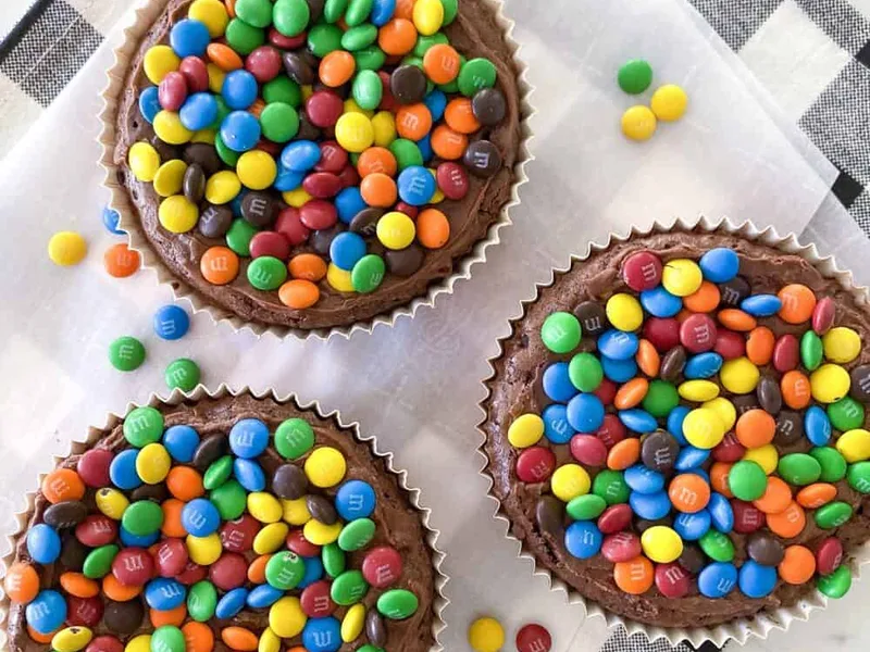M&M Chocolate Brownies with Fudge Frosting Copycat Recipe
