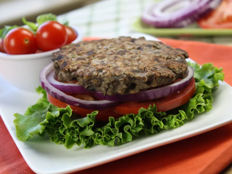Portobello and Black Bean Patties with Basil