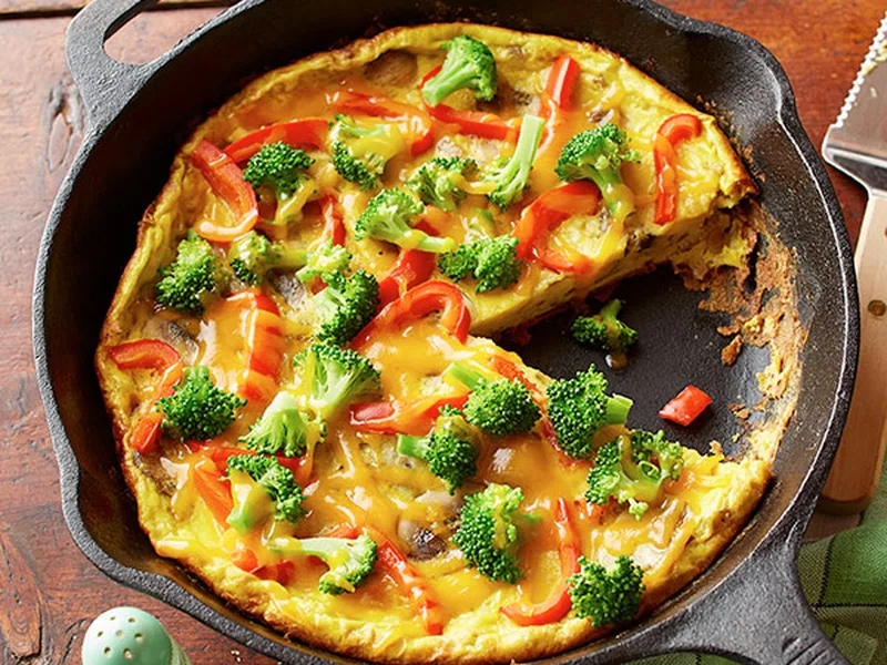 Broccoli Mushroom Frittata with Cheddar