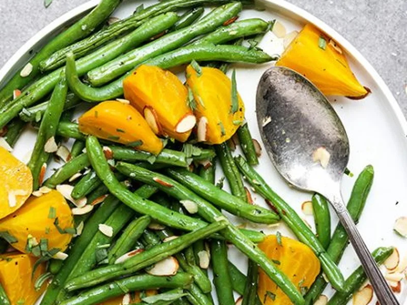 Roasted Golden Beets and Green Beans with Tarragon