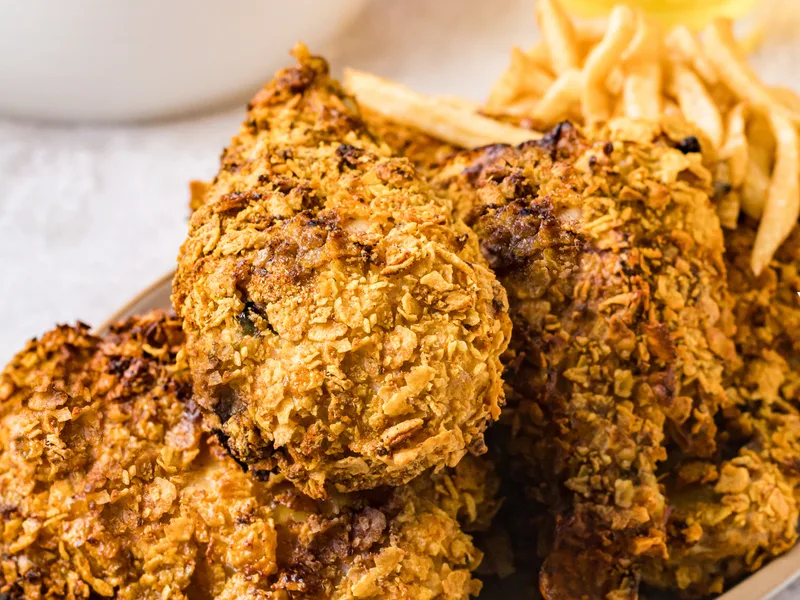 Copycat Church's Chicken Air Fryer Fried Chicken with Cornflakes