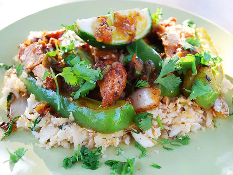 Spiced Chicken Fajitas with Cilantro Lime Cauliflower Rice