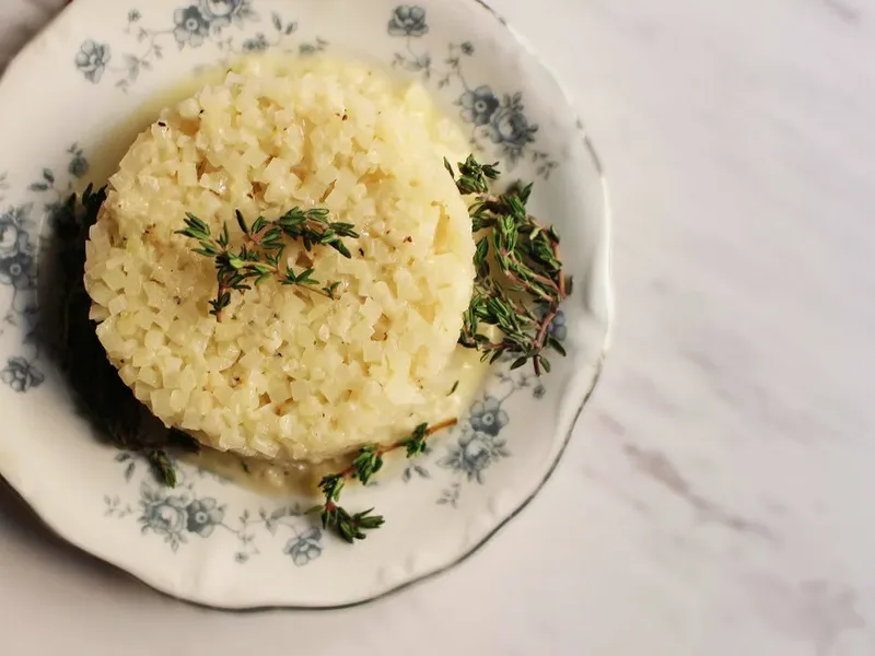 Keto Garlic Cauliflower Risotto with Parmesan