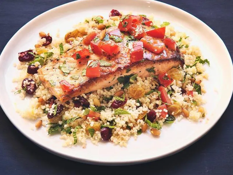 Lemon-Pepper Salmon with Moroccan Couscous