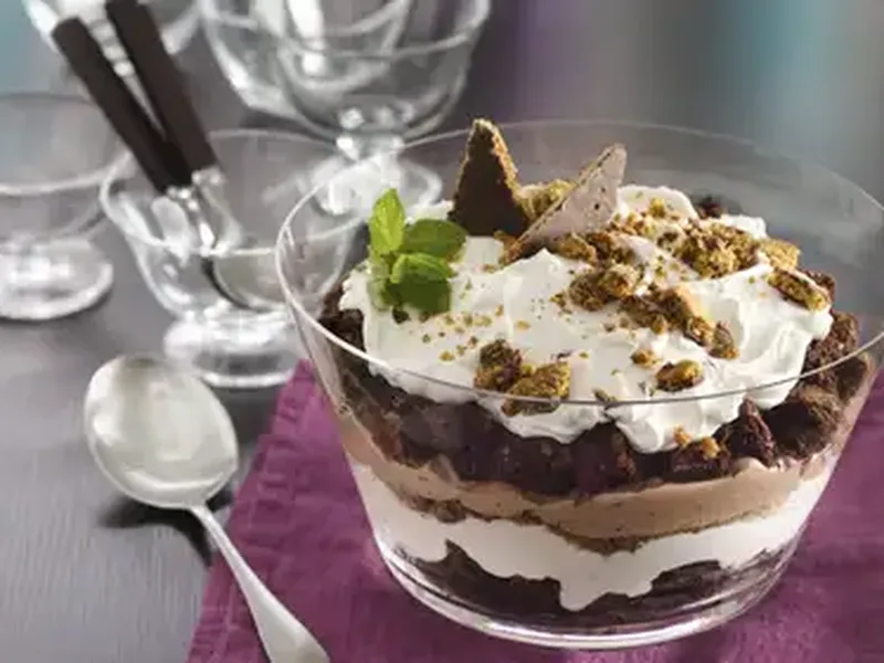Brownie and Yogurt Chocolate Trifle with Granola Crunch