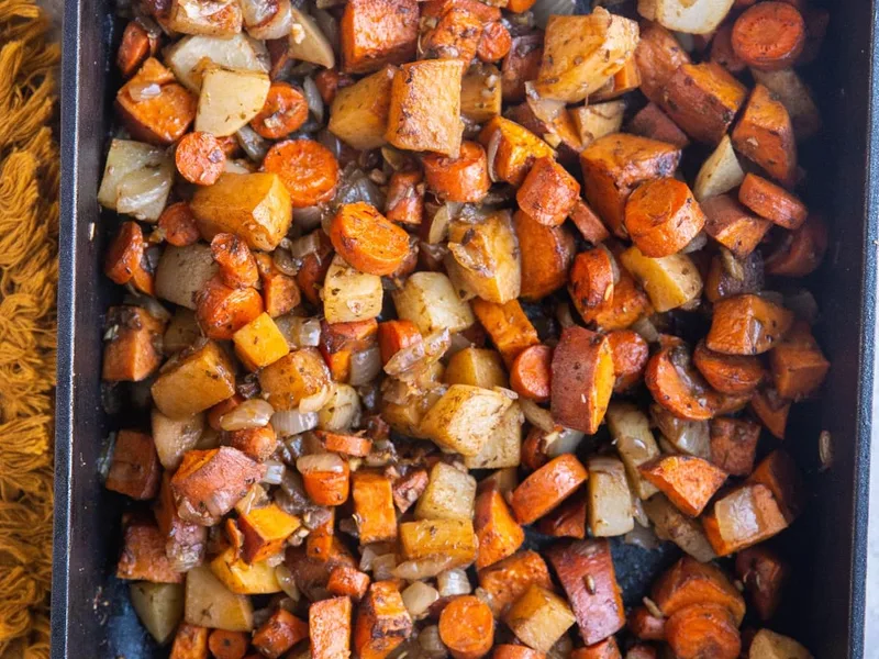 Balsamic Roasted Root Vegetables with Cumin