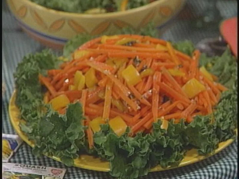 Roasted Pepper Carrot Salad with Raspberry-Mint Vinaigrette
