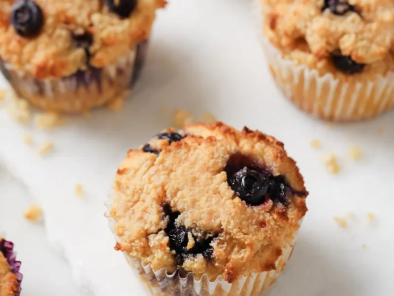 Almond Flour Cottage Cheese Blueberry Muffins