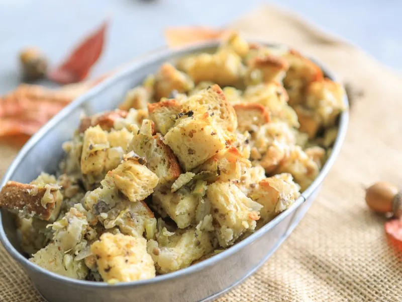 Gluten-Free Thanksgiving Stuffing with Mushrooms and Champagne