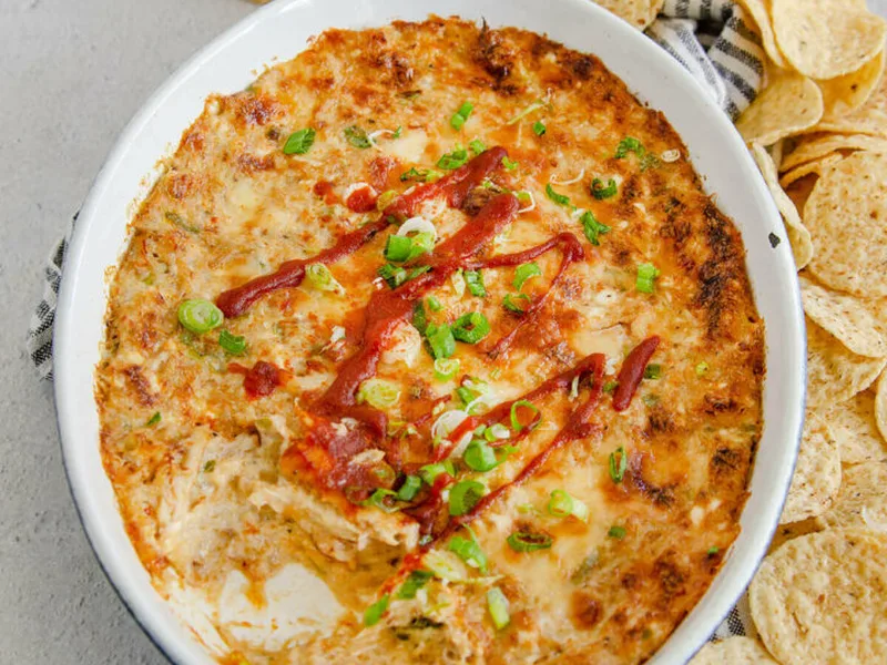 Hot Baked Crab Rangoon Dip with Cream Cheese and Mozzarella