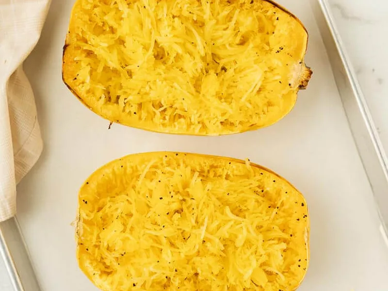 Easy Roasted Spaghetti Squash with Olive Oil and Herbs