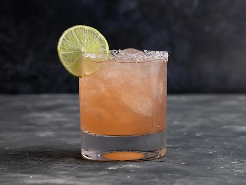 Prickly Pear Margarita with Salt Rim