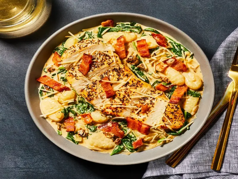 Creamy Gnocchi with Chicken, Bacon and Sun-Dried Tomatoes