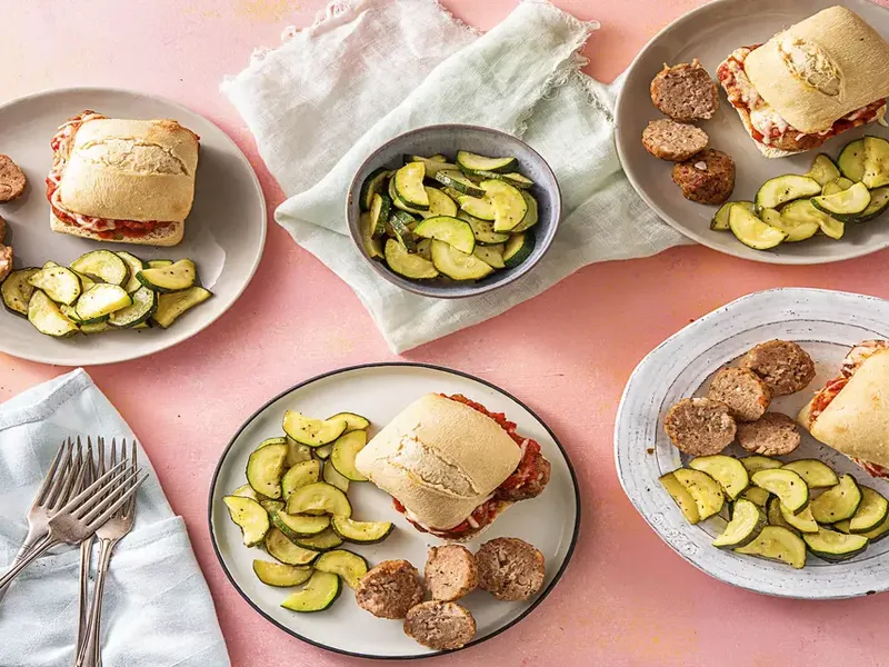 Pork Meatball Melt Sandwiches with Broiled Mozzarella