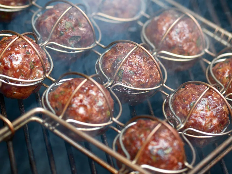 Smoked Montreal Pork Meatballs with Maple-Mustard Sauce