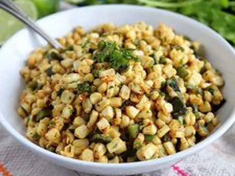 Cilantro Lime Grilled Corn with Charred Poblano Peppers