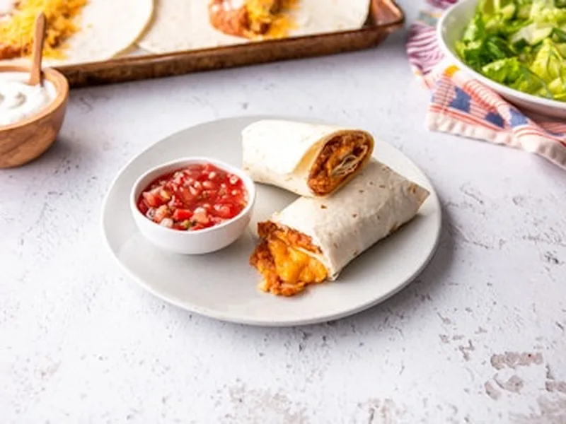 Baked Refried Bean and Cheese Burrito with Lime Vinaigrette