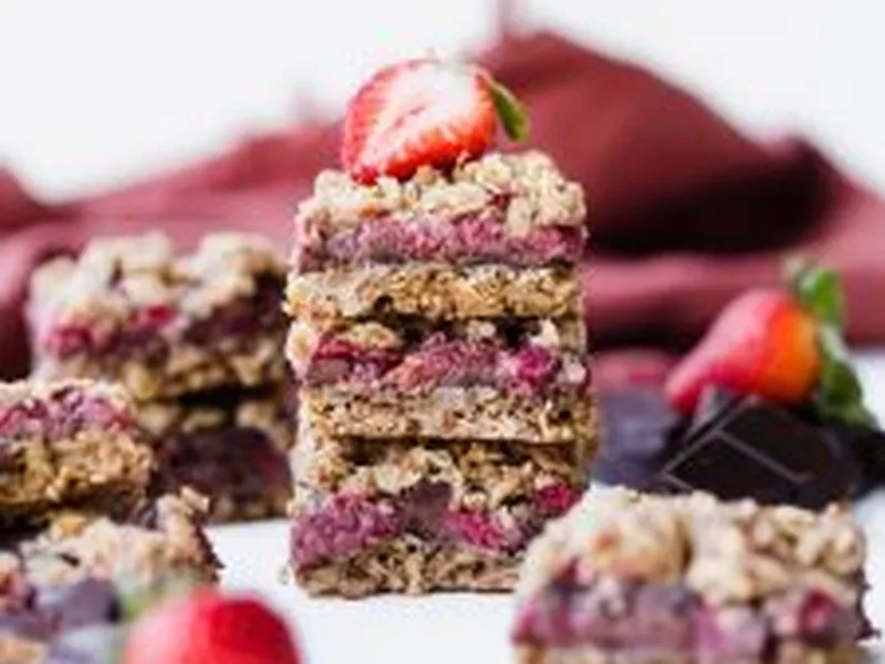 Strawberry Chocolate Chunk Oatmeal Bars with Almond Flour