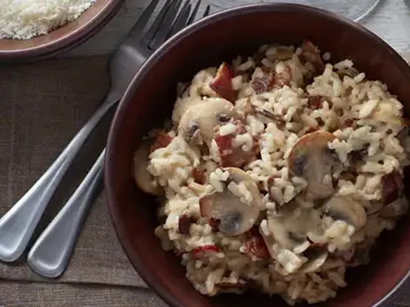 Slow-Cooker Bacon and Mushroom Risotto