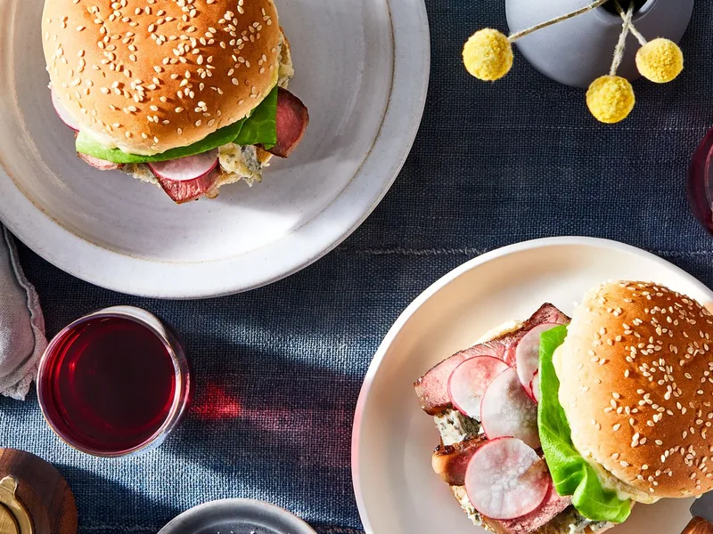 Grilled New York Strip Steak Sandwich with Garlic-Peppercorn Mayo