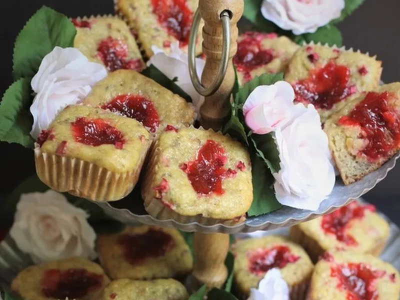 Banana Rhubarb Jam Brownie Bites