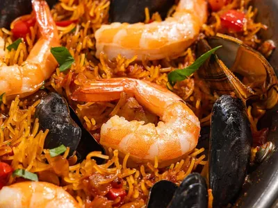 Catalan Fideuà with Shrimp, Mussels and Squid