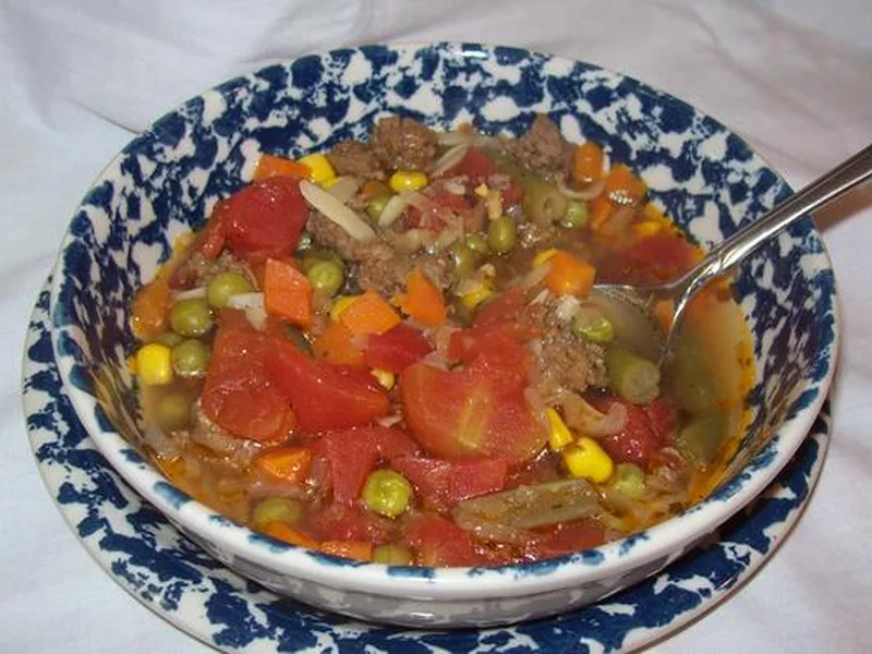 Ground Beef Soup with Shell Pasta
