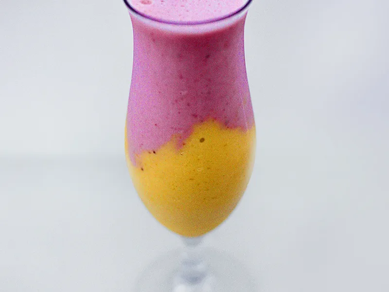 Two-Tone Shakeology Smoothie with Mango and Strawberry