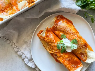 Beef and Refried Bean Enchiladas