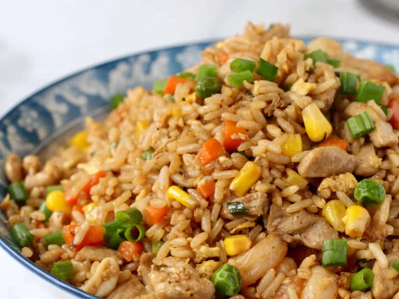 Chicken and Seafood Fried Rice with Mixed Vegetables