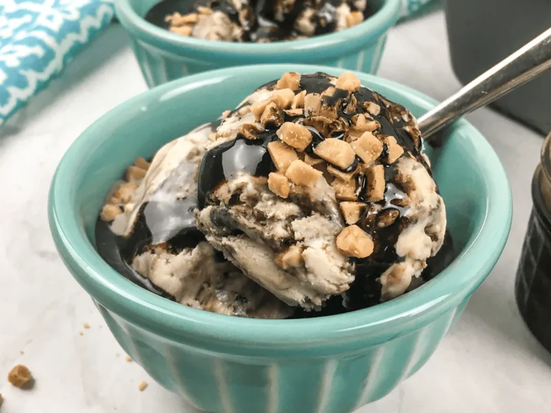 Ninja Creami Toffee Ice Cream with Caramel and Chocolate