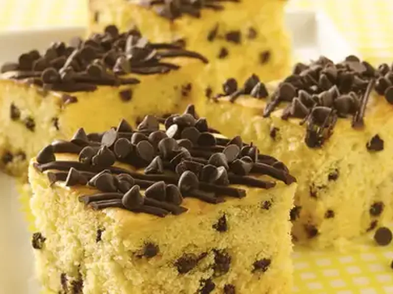 Easy Chocolate Chip Snack Cake with Melted Drizzle